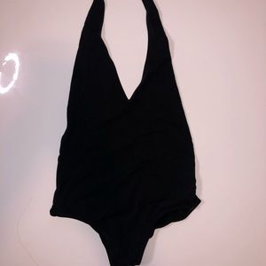 Halter black bodysuit